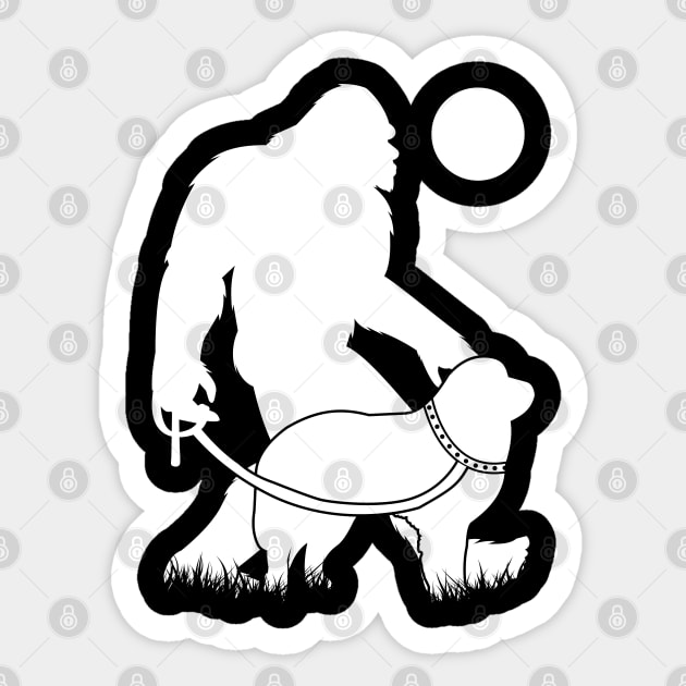 Bigfoot Walking Great Pyrenees Sticker by Tesszero